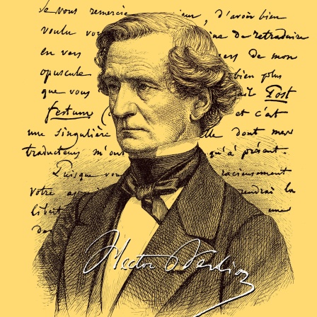 Historische Handschrift mit Portrait von Louis Hector Berlioz (18.03-1869), ein französischer Komponist und Musikkritiker