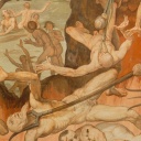 Gemälde "Das Jüngste Gericht": Ausschnitt aus der Ebene der Hoelle und der Todsuenden