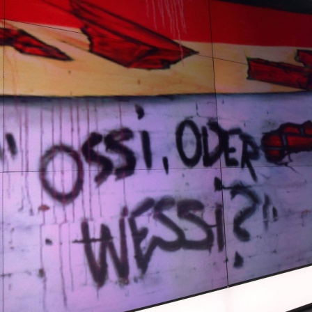 Ossi oder Wessi, fragt ein Graffito an der Wand. Auch mehr als 30 Jahre nach der Wiedervereinigung existieren diese Kategorien.