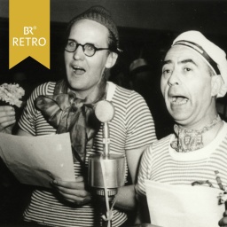 Helmuth M. Backhaus und Fritz Benscher bei der Aufnahme der Traurigen Ballade auf einem Funk-Faschingsball | Bild: BR Historisches Archiv