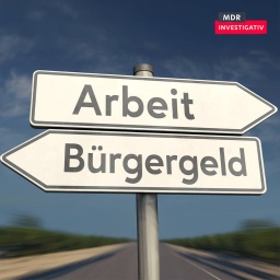 2 Schilder zeigen in verschiedene Richtungen. Auf einem steht "Arbeit" auf dem anderen "Jobcenter"