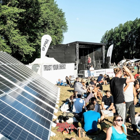 Solarpanel für die autarke Energiegewinnung auf dem Futur 2 Festival.