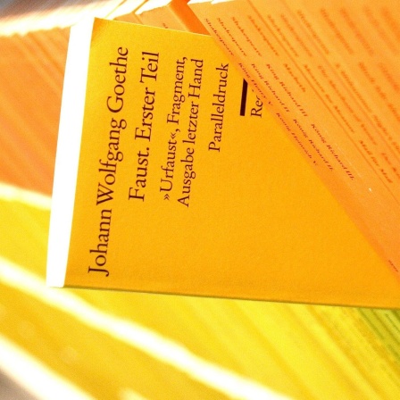 "Faust" von Johann Wolfgang von Goethe im Bücherregal.