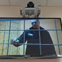 Alexei Nawalny bei einer Gerichtsanhörung per Videoschalte