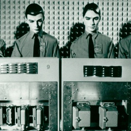 Das Foto zeigt "Kraftwerk", eine deutsche Band aus Düsseldorf.