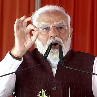 indischer Primierminister Narendra Modi hält eine Rede 