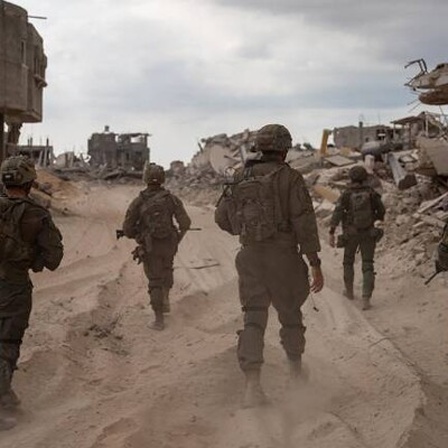 Israelische Soldaten laufen durch Rafah, im Süden des Gazastreifens (18.10.2024)