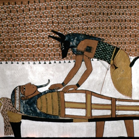 Fresko - Gott Anubis bandagiert einen Toten
