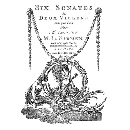 Titelblatt der Six Sonates à Deux Violons, Den Haag 1773