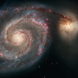 Blick mit dem Hubble-Teleskop auf die Galaxie M51 im Weltraum. 