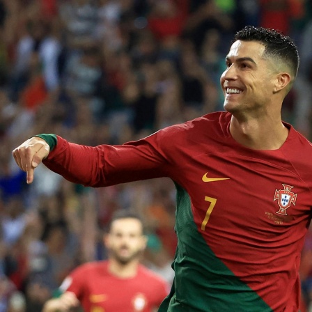 Portugal-Kapitän Cristiano Ronaldo jubelt über seinen Treffer gegen die Slovakei 
