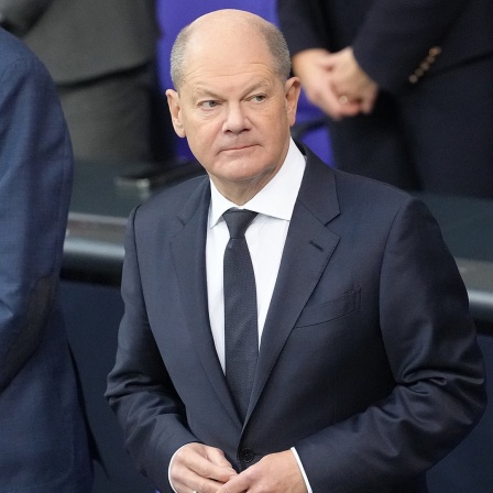 Bundeskanzler Olaf Scholz (SPD) im Bundestag