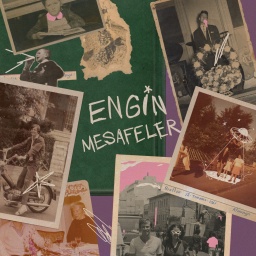 Cover des Albums "Mesafeler" der Band ENGIN: Collage mit S/W-Fotos aus den 70ern.