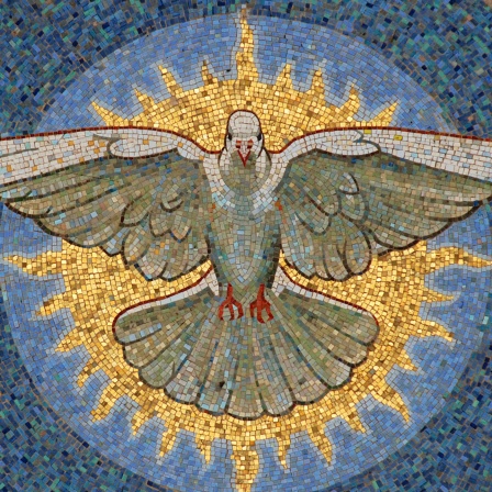 Ausschnitt eines Mosaiks im Portal des Berliner Doms mit Darstellung einer Taube als Symol des Heiligen Geistes; © imago-images.de/Norbert Neetz