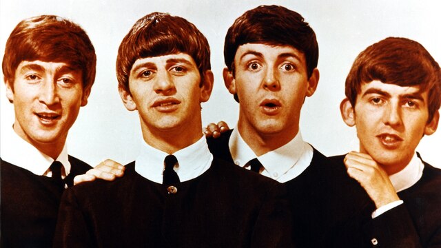 Die vier Beatles nebeneinander 1963