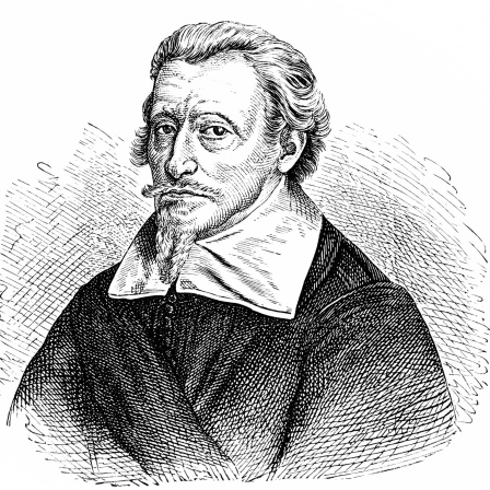 Historische Zeichnung aus dem 19. Jahrhundert, Portrait von Heinrich oder Henrich Schütz