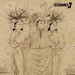 Eine Zeichnung von drei Frauen in Gewändern mit auffälligen Kopfbedeckungen. (Symbolbild)