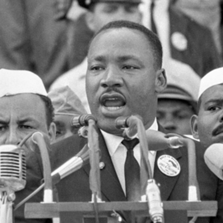 Martin Luther King Jr. hält seine Rede am Lincoln Memorial in Washington DC