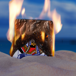 Brennende Spielkarte eines Königs steckt im Sand - Symbolbild für den SWR Podcast "Based on a True Story – Die Könige von Malle" Folge 3