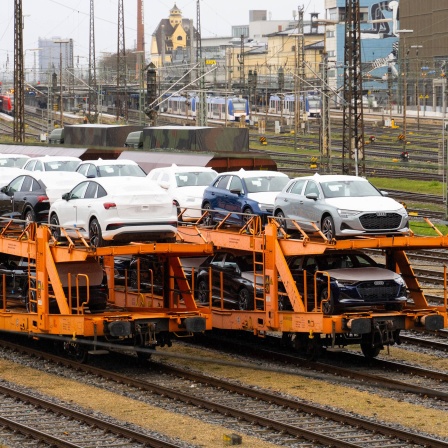 Neuwagen auf einem Transportzug