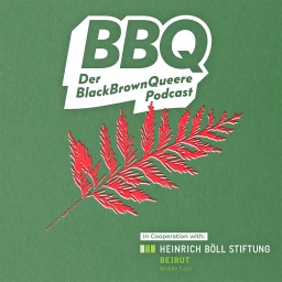 Zu sehen ist das Podcast-Cover auf grünem Hintergrund und ein roter Zweig. 