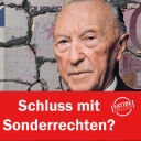 Bildmontage: Die ehemaligen Bundeskanzler Brandt, Erhard und Adenauer mit der Schlagzeile: Verlieren sie ihre Sonderrechte als Altkanzler?