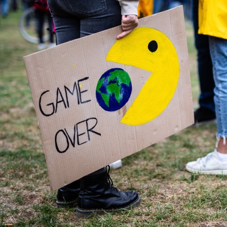 &#034;Game Over&#034; steht beim globalen Klimastreik der Klimaschutzbewegung Fridays for Future auf dem Plakat einer Teilnehmerin geschrieben.