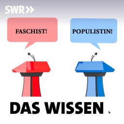 Rotes und blaues Rednerpult, darüber in Sprechblasen die Beschimpfungen &#034;Faschist!&#034; und &#034;Populistin!&#034; (Grafik): Ist die AfD &#034;populistisch&#034;, ist Trump ein &#034;Faschist&#034;? Bezeichnungen wie diese helfen einerseits, politische Phänomene einzuordnen. Doch manchmal machen wir es uns damit zu einfach. Verstellen solche Begriffe aus dem 20. Jahrhundert den Blick auf neue Entwicklungen?