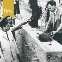 Grundsteinlegung der "Großen Weserbrücke" 1958 durch Senator Alfred Balcke