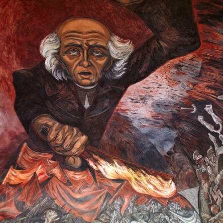 Der mexikanische Nationalheld Miguel Hidalgo auf einem Wandbild