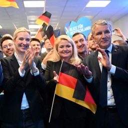 23.2.2025: Jubel der AfD-Spitze über Wahlergebnis der Bundestagswahl (Bild: picture alliance/dpa/dpa-Pool/Sören Stache)