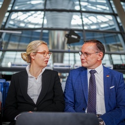 Alice Weidel, Fraktionsvorsitzende der AfD, und Tino Chrupalla, AfD-Bundesvorsitzender und Fraktionsvorsitzender der AfD