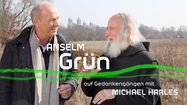 Sendungsbild "Anselm Grün auf Gedankengängen mit Michael Harles" | Bild: BR/Stefan Nöbauer; Montage: BR