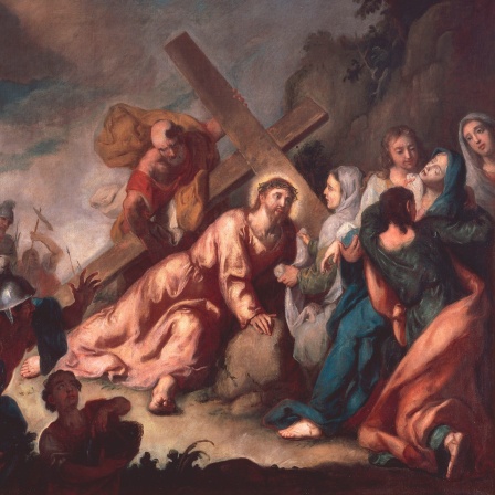 Giuseppe Camerata: Kreuztragung Christi mit der heiligen Veronika. Gemaelde in Venedig, Chiesa dello Spirito Santo.