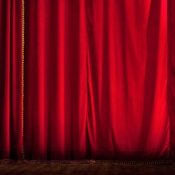Das Foto zeigt einen geschlossenen roten Theatervorhang