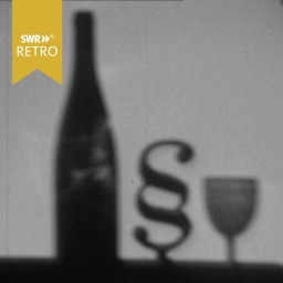 Schattenbild mit Weinflasche, Paragraphenzeichen und Weinglas