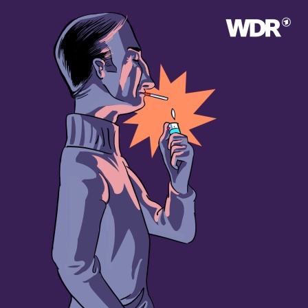 Illustration: Ein Mann zündet sich eine Zigarette an.