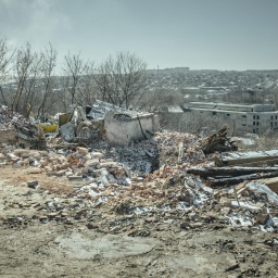 Zerstörte Gebäude, Kupjansk, Oblast Charkiw, Ukraine, Europa