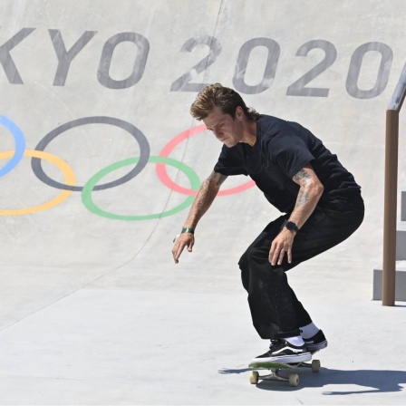TOKYO, JAPAN - JULY 22 : Cruysberghs Axel Bel Skateboarding Street Male pictured during a training session prior to the Tokyo 2020 Summer Olympic Games, Olympische Spiele, Olympia, OS on July 22, 2021 in Tokyo, Japan, 22/07/2021 SKATEBOARD : Entrainement