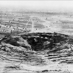 Ein Krater markiert den Punkt des ersten erfolgreichen indischen Atomtests am 18. Mai 1974 in Rajasthan.