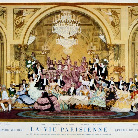 Ein Plakat einer Aufführung der Operette "La vie parisienne" von Jacques Offenbach