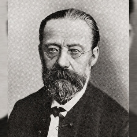 Ein schwarz weiß Porträt des Komponisten Bedřich Smetana 1824 -1884.