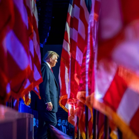 Der künftige US-Präsident Donald Trump bei einer Wahlparty im Palm Beach Convention Center. 