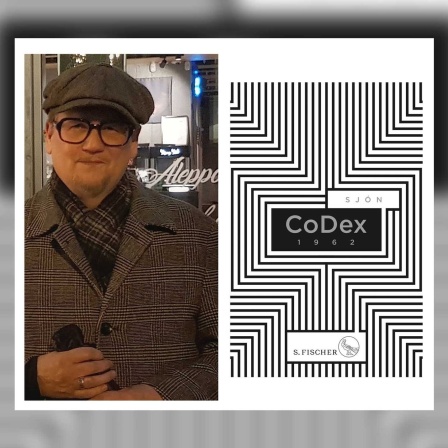Der Autor Sjón und das Cover zu seiner Romantrilogie CoDex 1962
