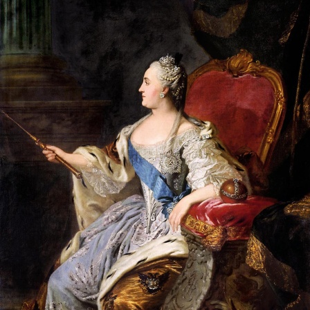 Katharina II., genannt Katharina die Große (2. Mai 1729 - 17. November 1796) / digital restaurierte Reproduktion einer Originalvorlage aus der damaligen Zeit, genaues Originaldatum nicht bekannt