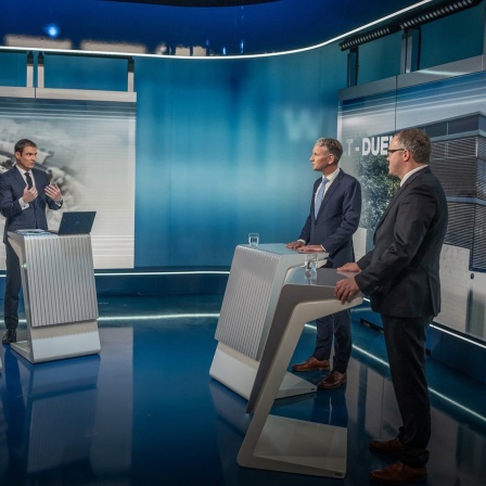 Aktuell · TV-Duell AfD gegen CDU: Björn Höcke und Mario Voigt · Podcast in der ARD Audiothek