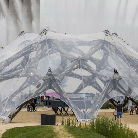 Auch so kann man bauen: betonfrei mit stabilen leichten Fasern. Buga-Pavillon Heilbronn 2019