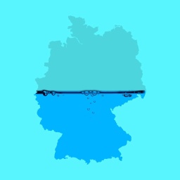 Umriss von Deutschland, der wie ein Glas zu einem Teil mit Wasser gefüllt ist.