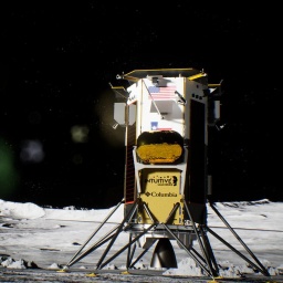 Illustration: Mission IM-1 nahe dem Mondsüdpol.