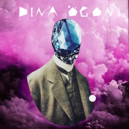 "Orion" von Dina Ögon - Das Albumcover zeigt einen Mann mit diamentenem Kopf der vor einer rosa Nebelwolke steht.